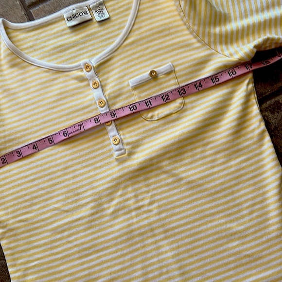 đź’‹FREE w/Purchaseđź’‹CHICOS yellow & white striped tee - Picture 5 of 6